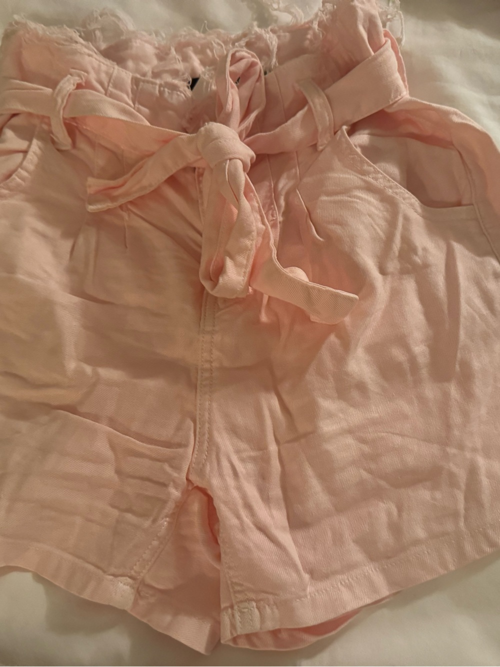 Hudson Jeans Pale Pink Frayed Waist Shorts
